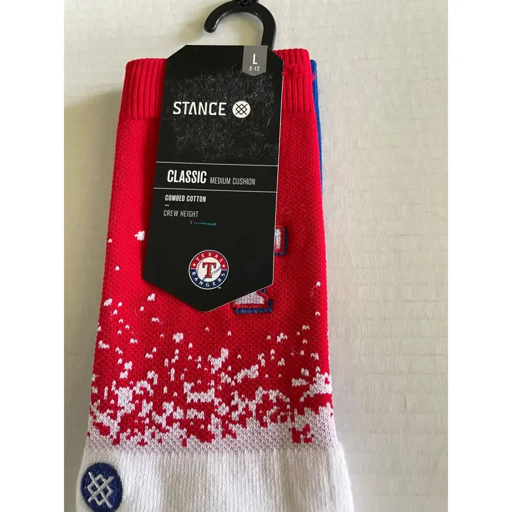 STANCE RED WHITE BLUE RANGERS FADE CREW SOCKS SIZE L NEW
